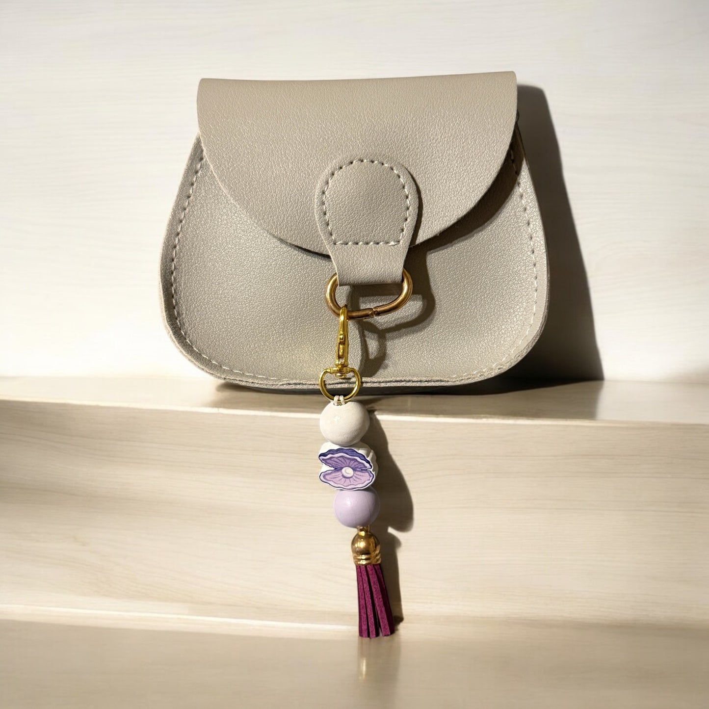 Shell Wooden Beaded Purse Charm