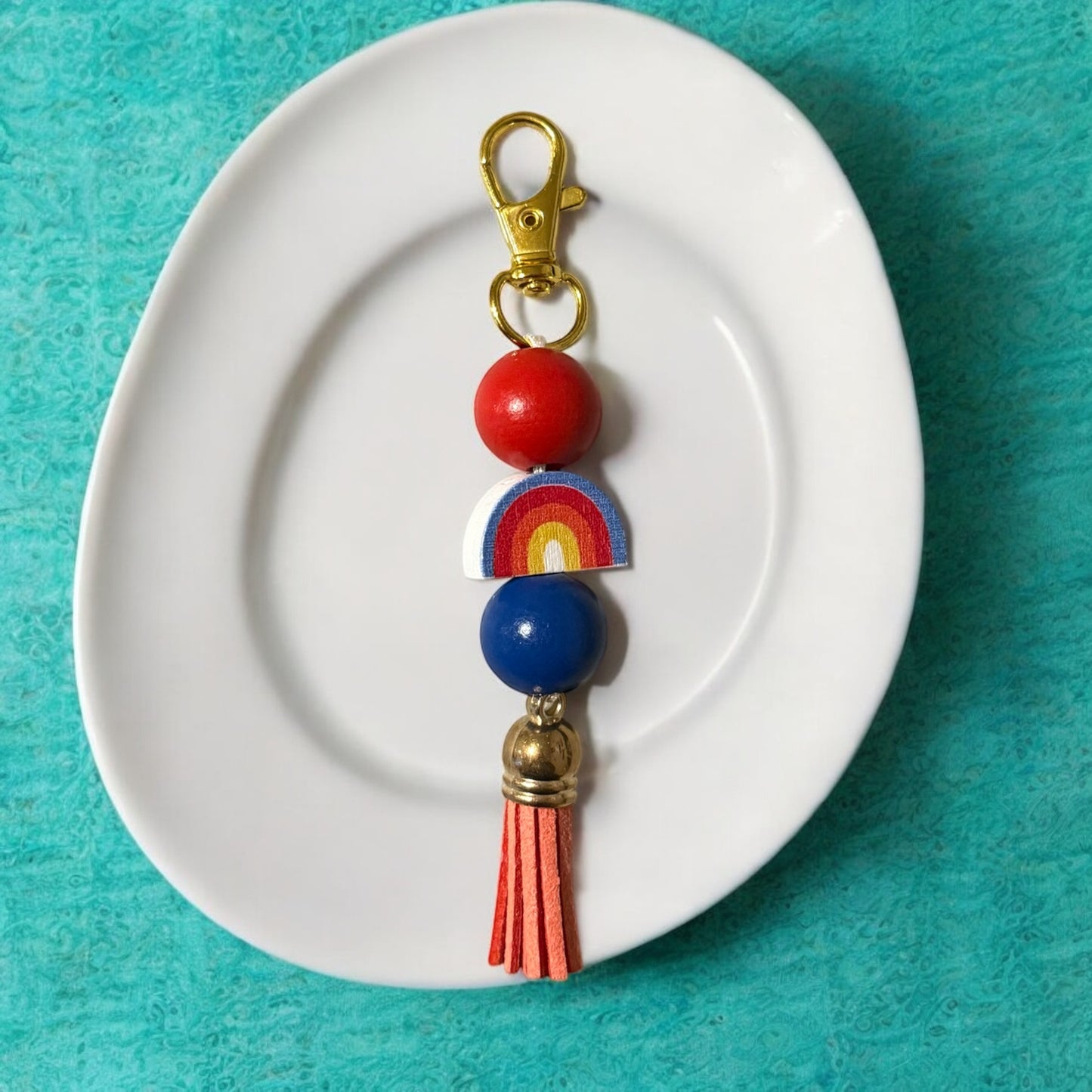 Red Rainbow Beaded Purse Charm