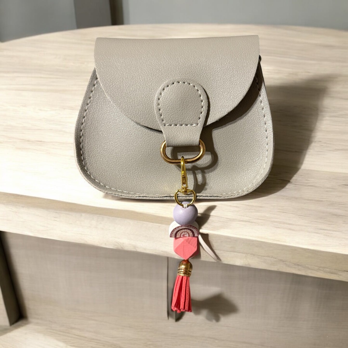 Pink Rainbow Beaded Purse Charm