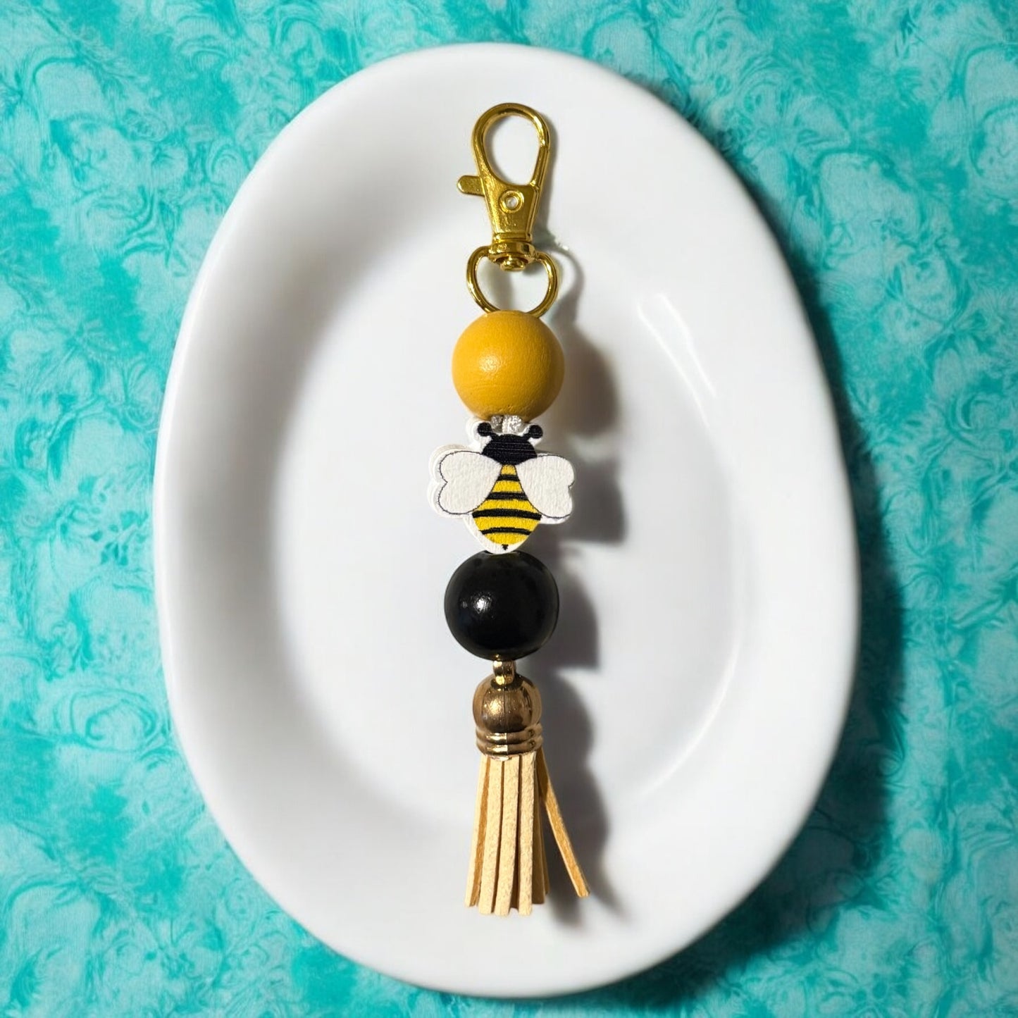 Bee Wooden Beaded Purse Charm