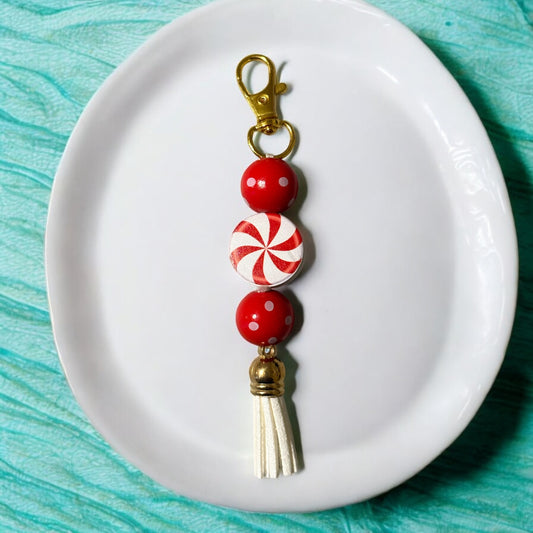 Mint Wooden Beaded Purse Charm