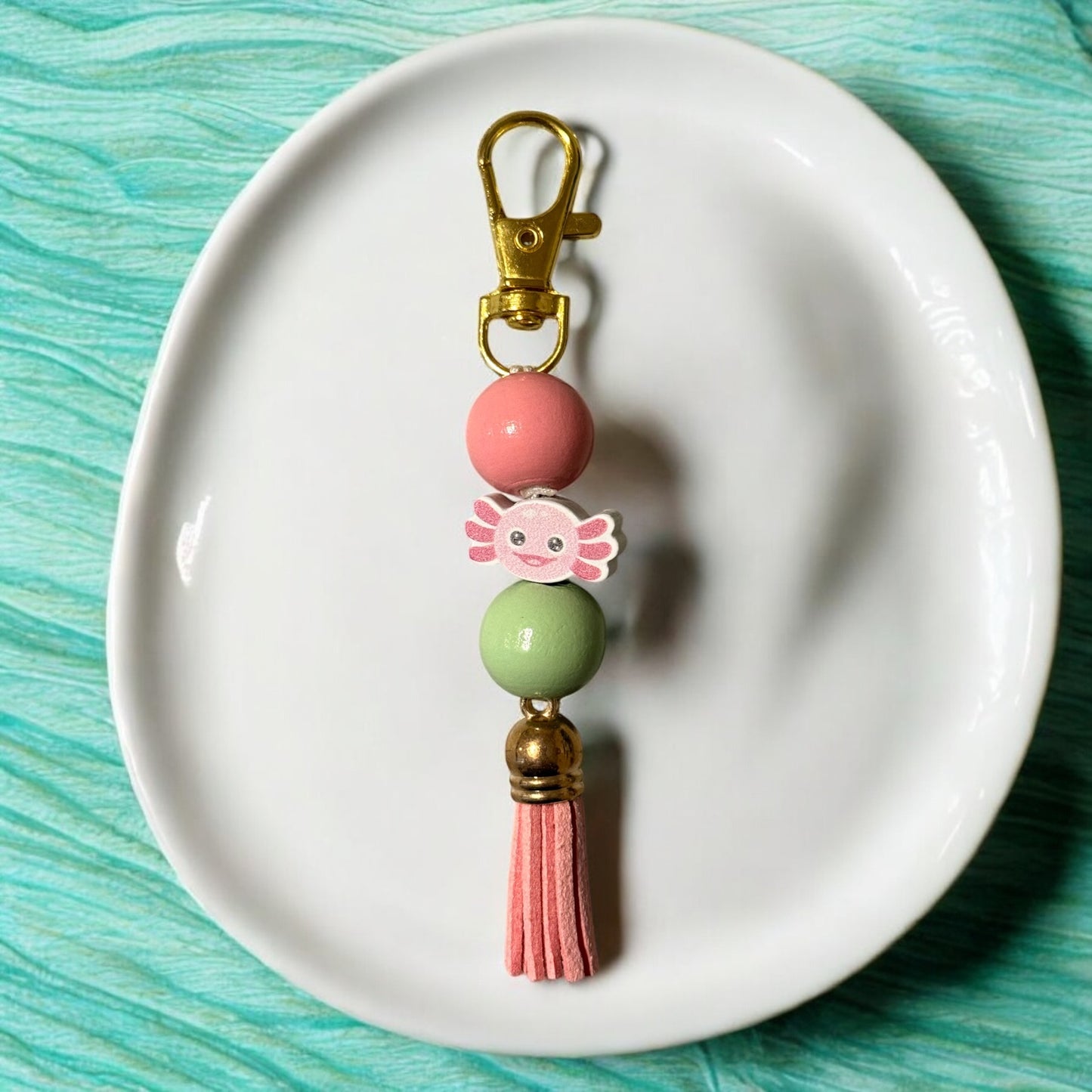 Axolotl Wooden Beaded Purse Charm