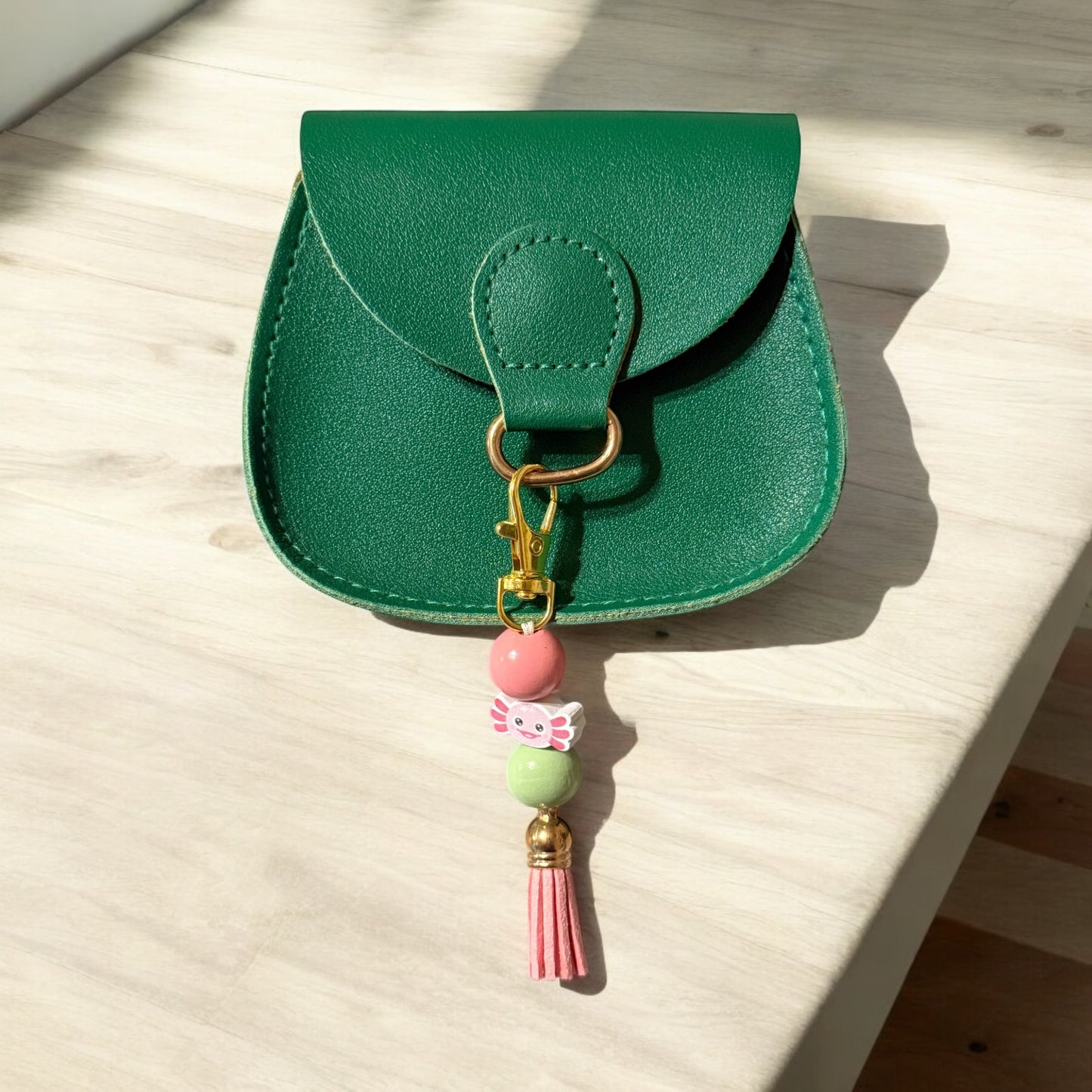 Axolotl Wooden Beaded Purse Charm