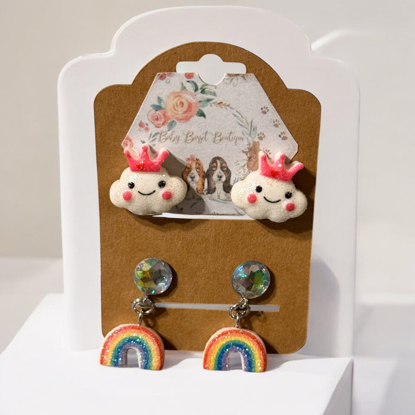 Cloud Rainbow Clip on Earrings Set