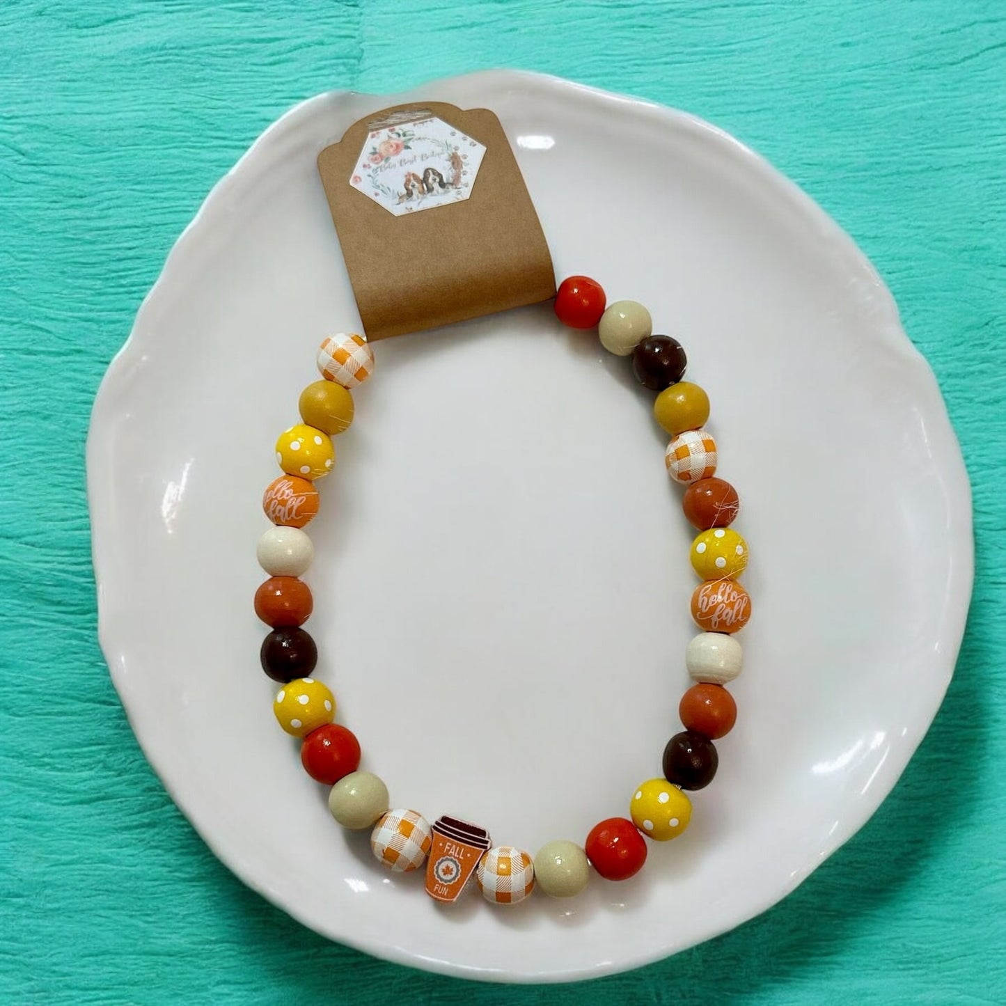 Pumpkin Spice Latte Wooden Beaded Necklace