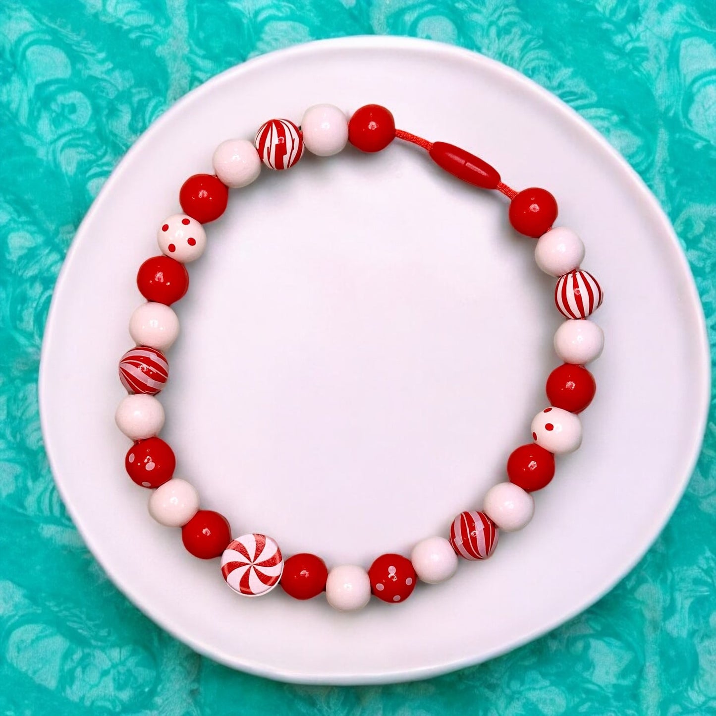 Peppermint Wooden Beaded Necklace