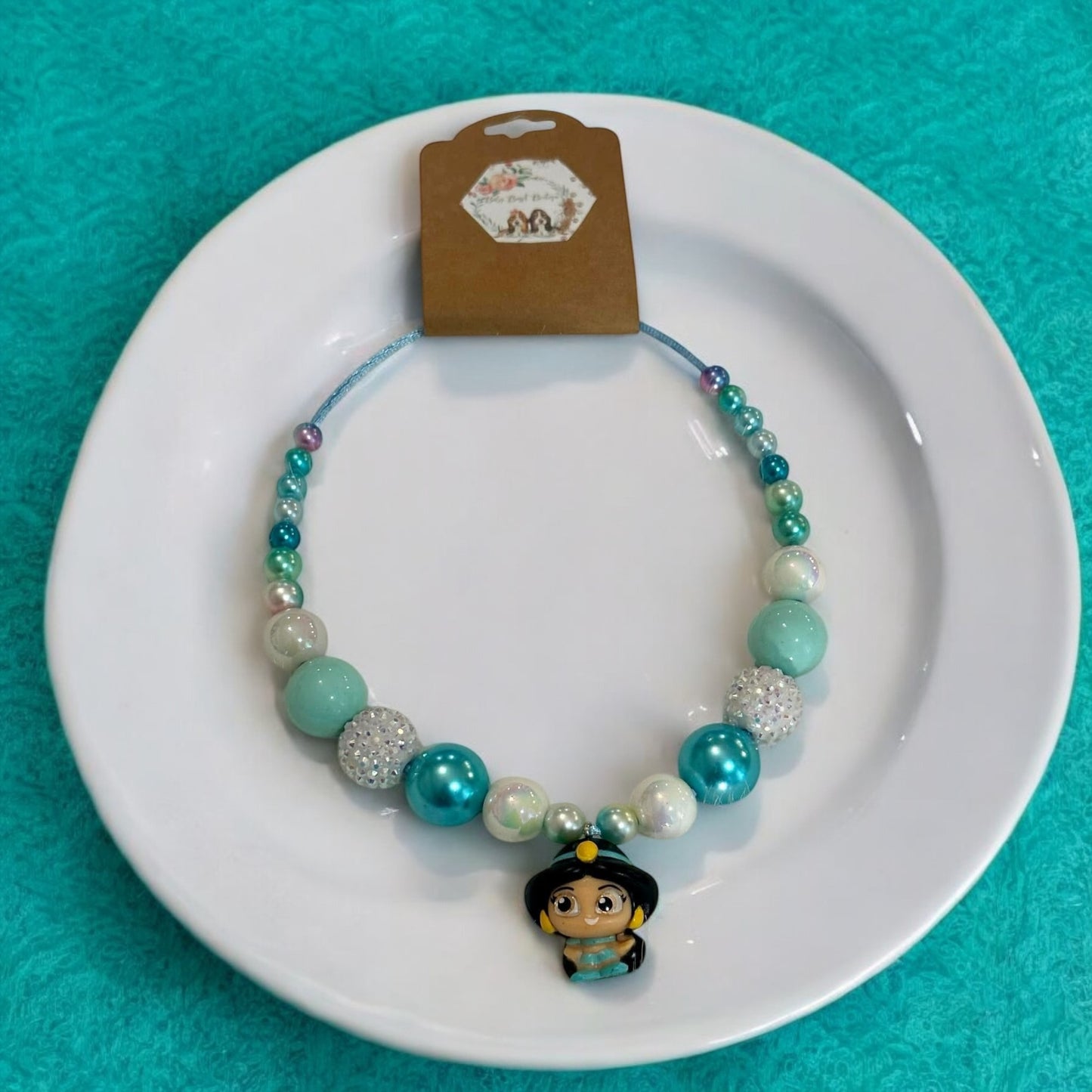 Teal Princess Acrylic Beaded Necklace