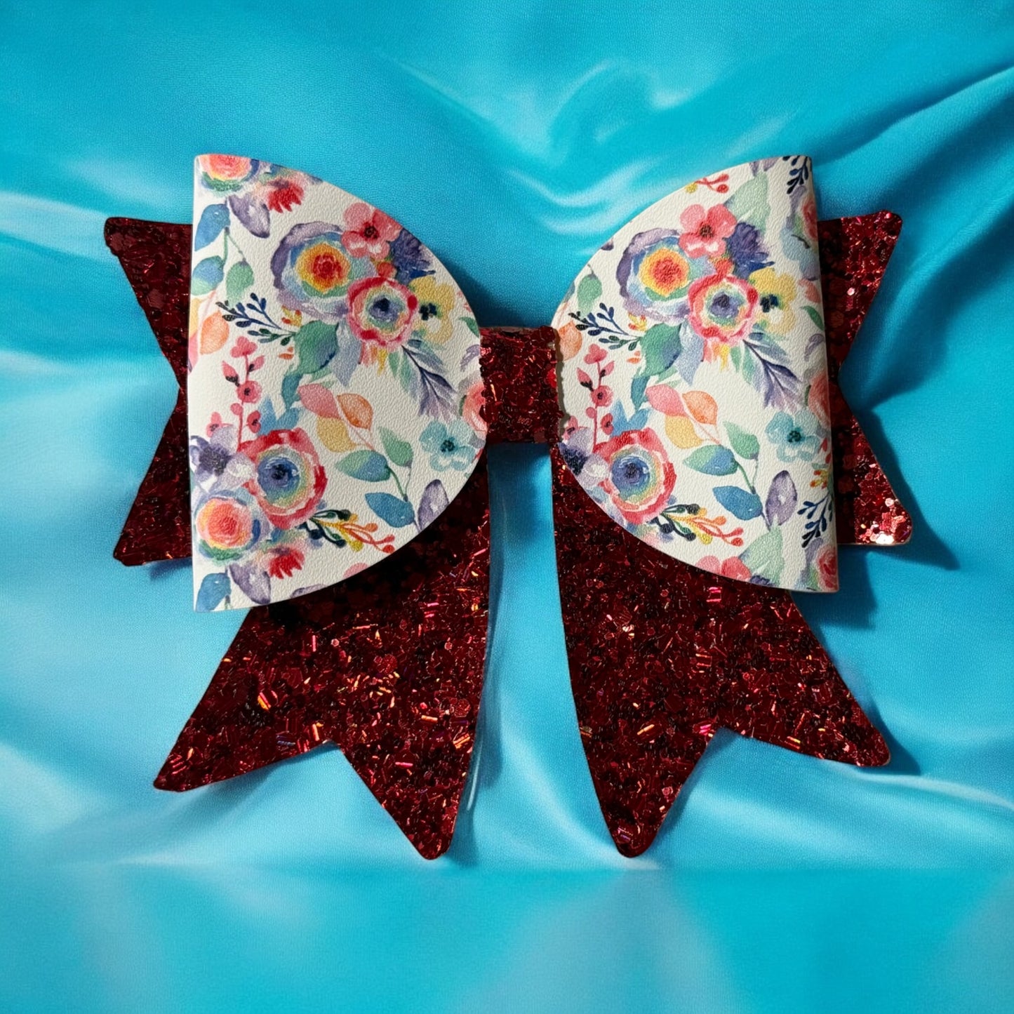 Floral Faux Leather Bow