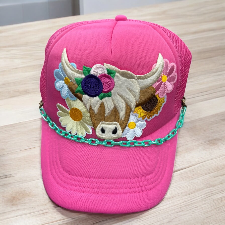 Highland Cow Patch Trucker Cap