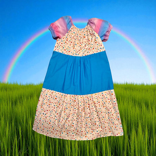 Paint Splash peasant Dress Size 10/12y