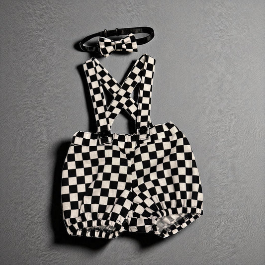 Baby Suspender Shorties Bow tie Set Size 0-3m