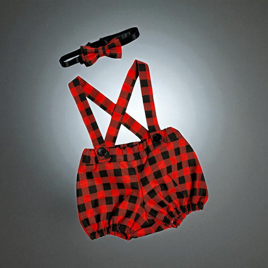 Baby Suspender Shorties Bow tie Set Size NB