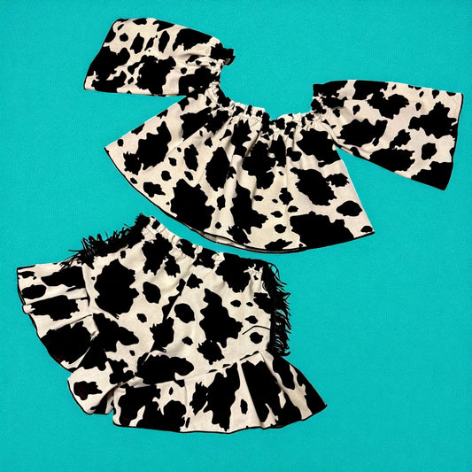 Sleeved Crop with Ruffle Shorts Set Size 4T