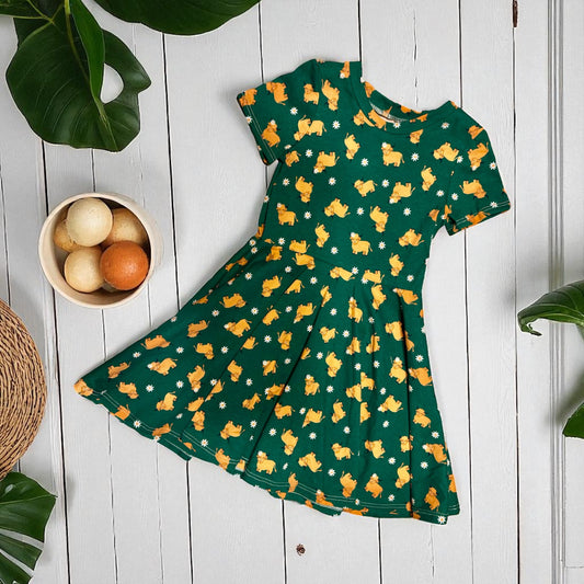 Highland cow peplum dress Size 4T/5T