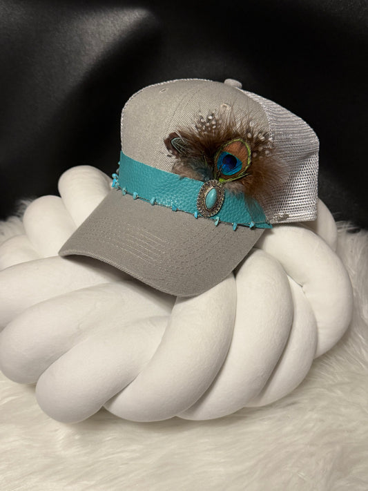 Light Gray Feathered Trucker Cap