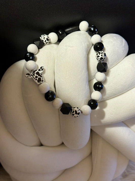 Black Cow Wooden Beaded Necklace