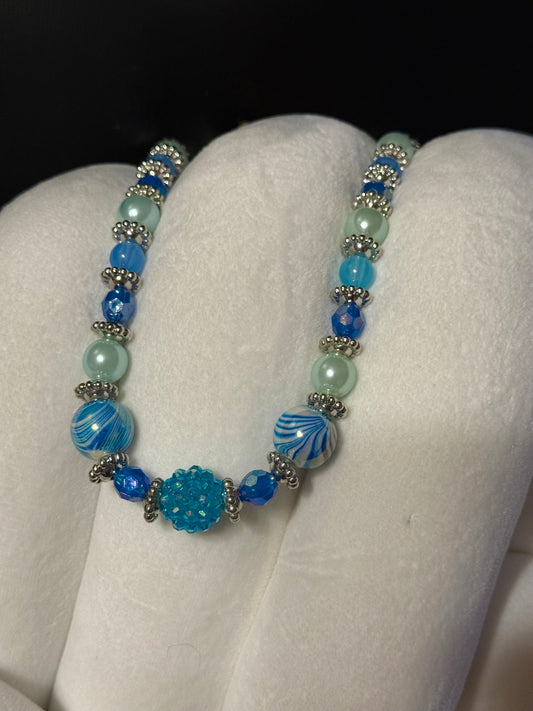 Blue Acrylic Beaded Necklace