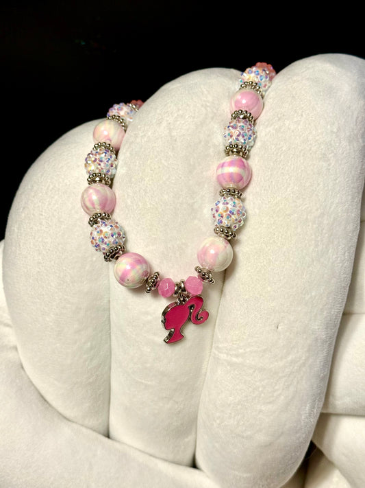Pink doll Acrylic Beaded Necklace