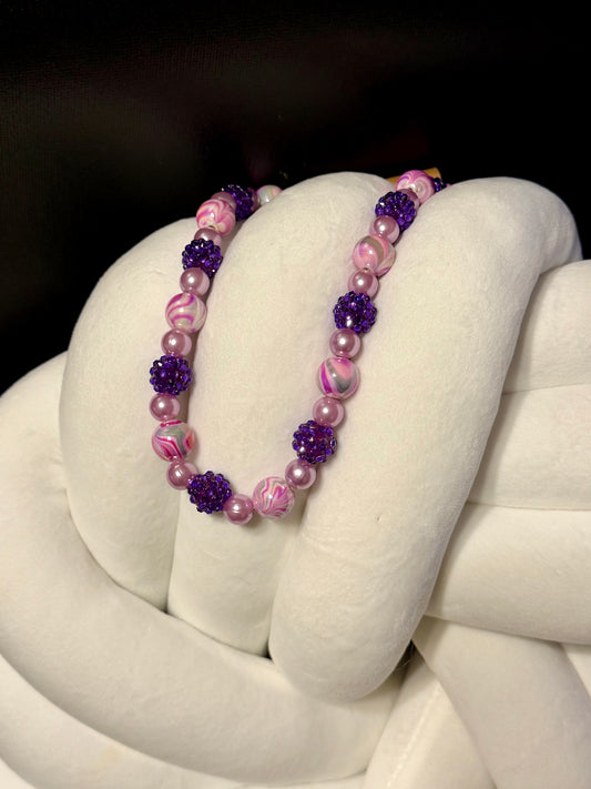 Purple Acrylic Beaded Necklace
