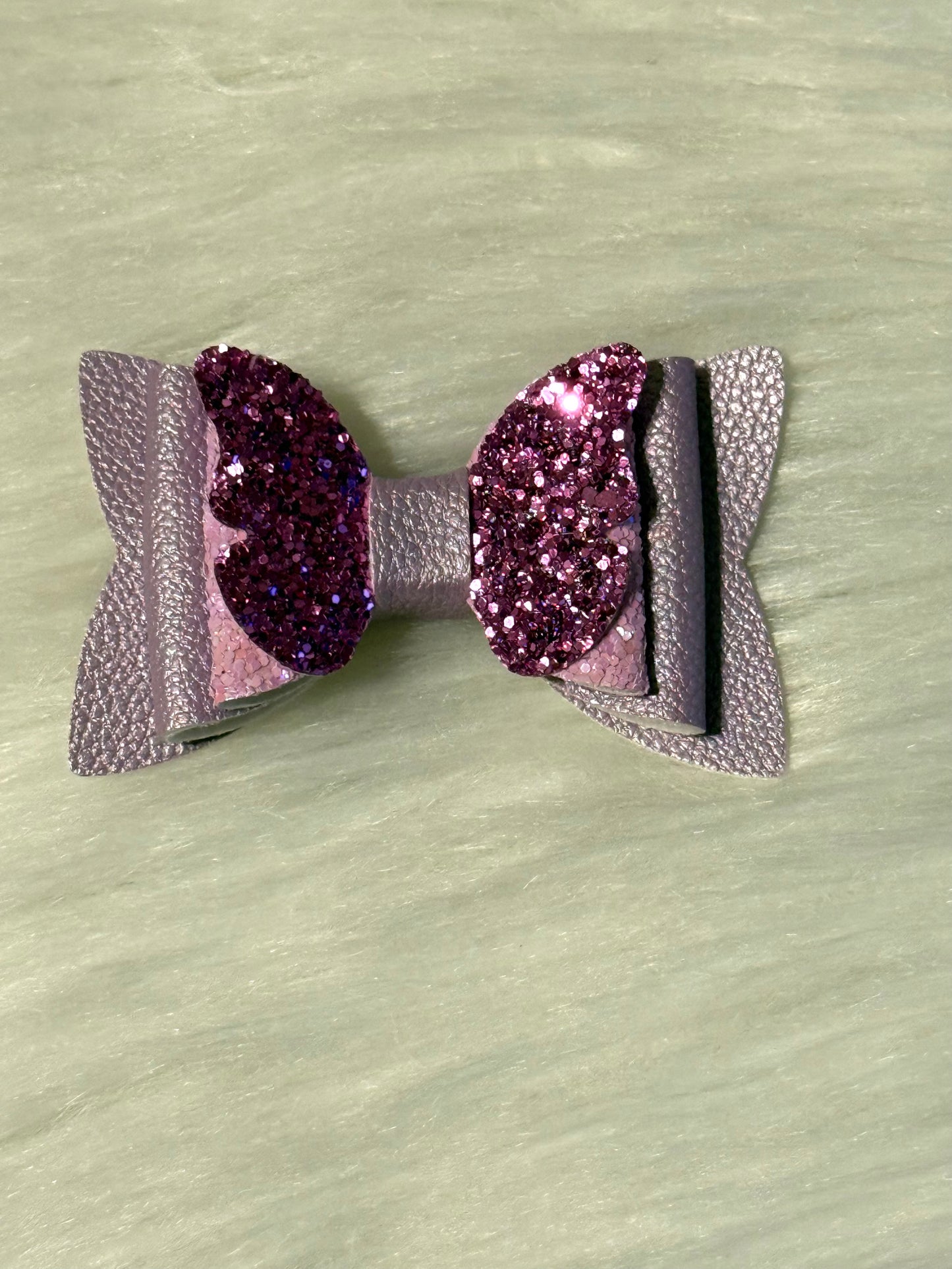 Purple Faux Leather Bow