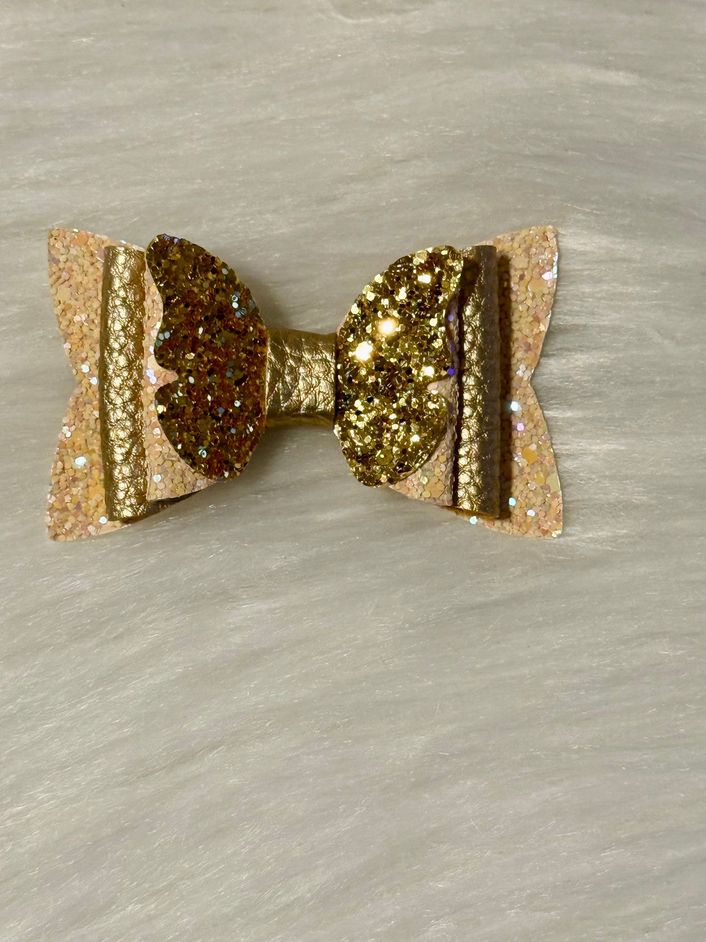Gold Faux Leather Bow