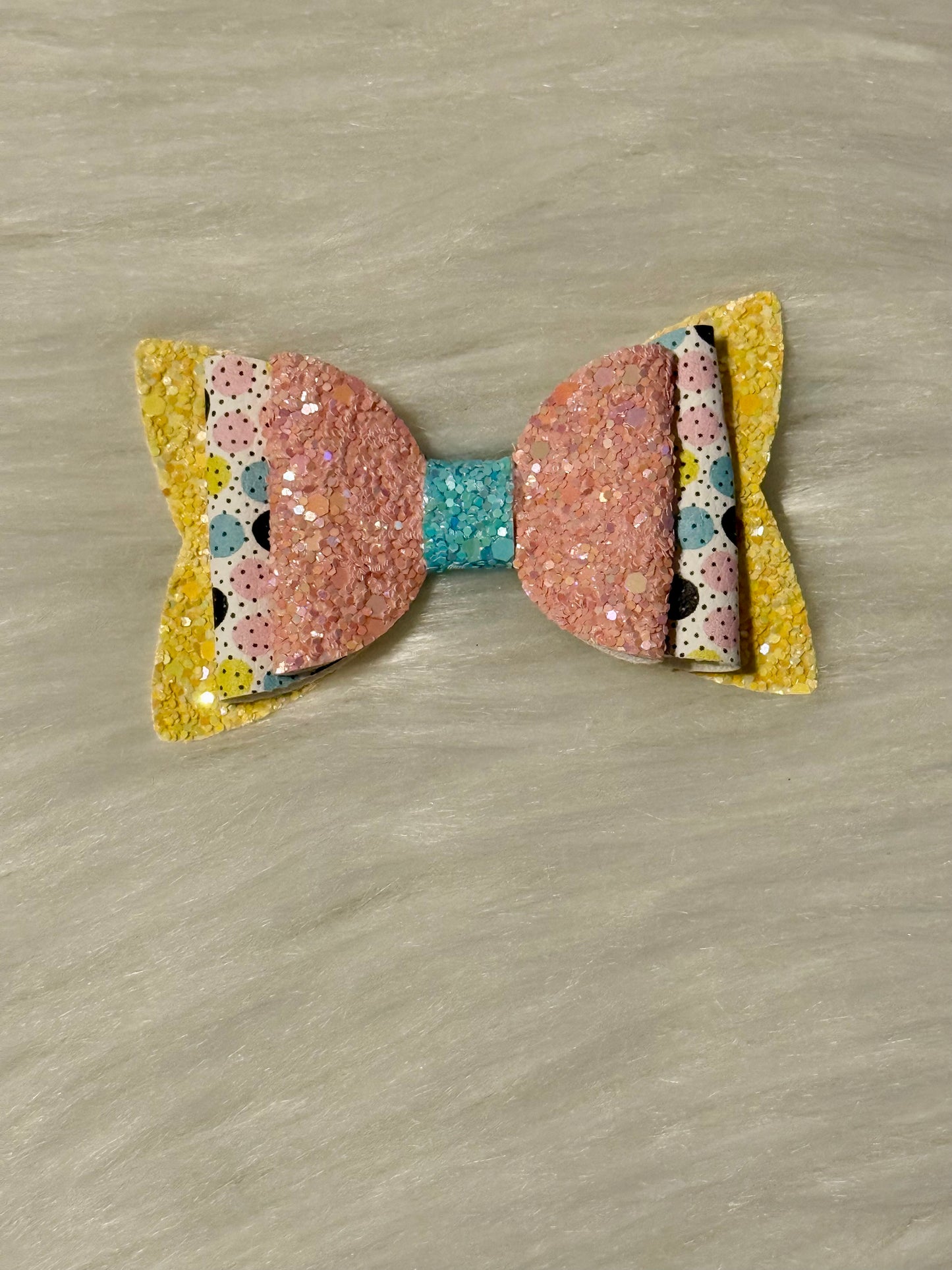 Dot Faux Leather Bow