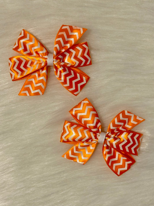 Orange White Piggy Bows